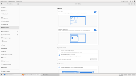 Fedora 38 GNOME classique - Centre de configuration