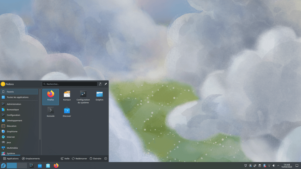 Fedora 38 KDE Plasma - Menu