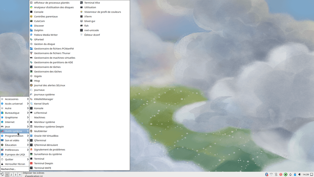 Fedora 38 LXQt - Menu