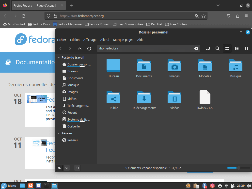 Fedora Linux 39 Cinnamon - Applications