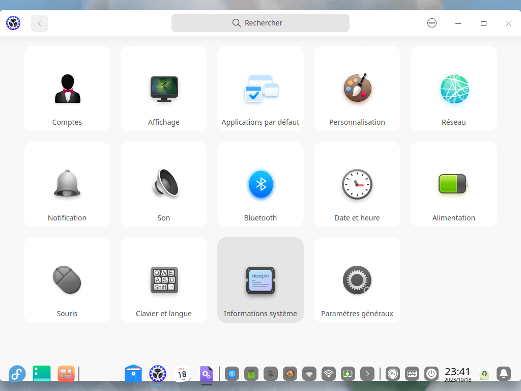 Fedora Linux 39 Deepin - Paramètres