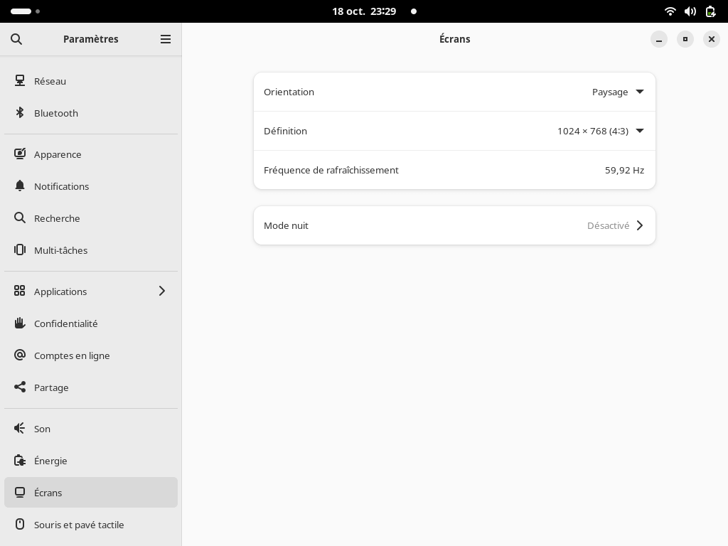 Fedora Linux 39 GNOME - Paramètres