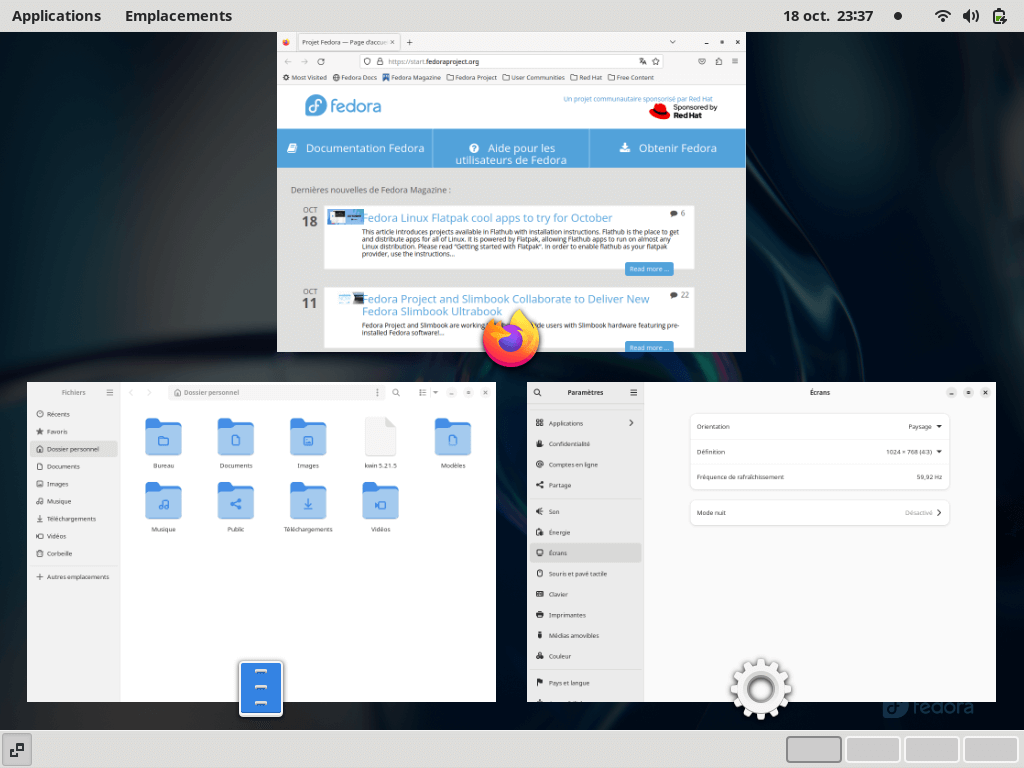 Fedora Linux 39 GNOME classique - Overview