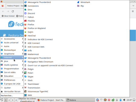 Fedora Linux 39 LxQt - Menu