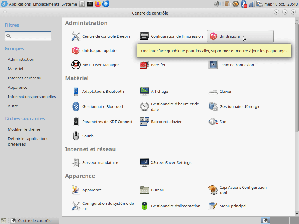 Fedora Linux 39 MATE - Paramètres