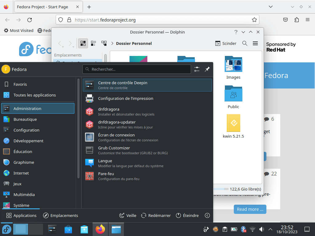 Fedora Linux 39 Plasma - Menu