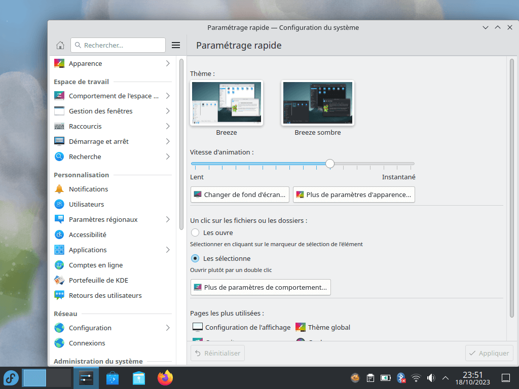 Fedora Linux 39 Plasma - Paramètres