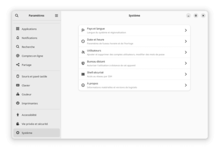 Fedora Linux 40 GNOME - Centre de contrôle