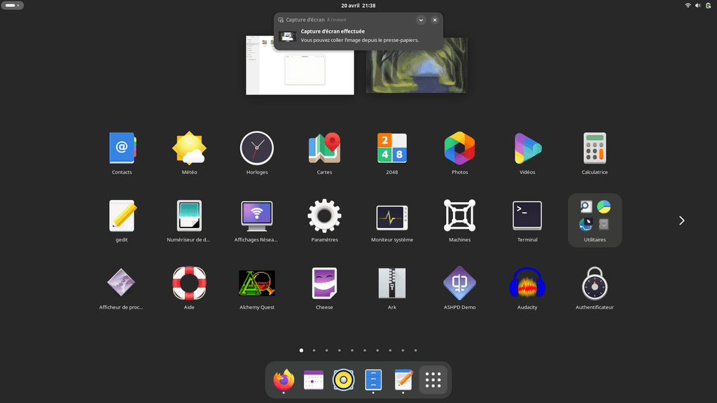 Fedora Linux 40 GNOME - Liste des applications