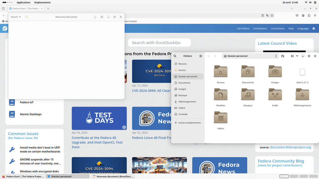 Fedora Linux 40 GNOME classique - Applications