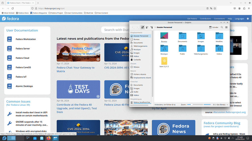 Fedora Linux 40 Plasma - Applications