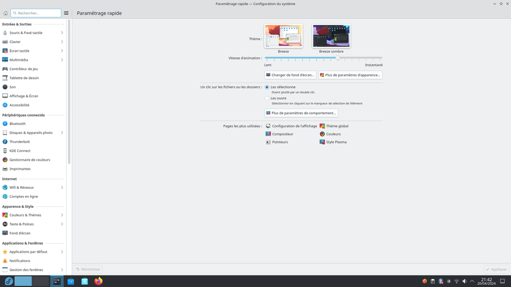 Fedora Linux 40 Plasma - Centre de contrôle