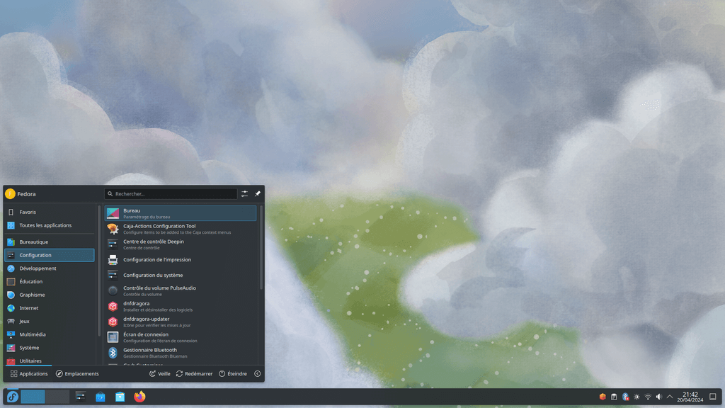 Fedora Linux 40 Plasma - Menu