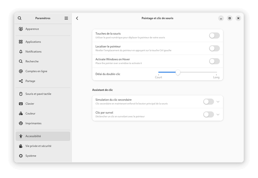 Fedora Linux 41 GNOME - Accessibilité