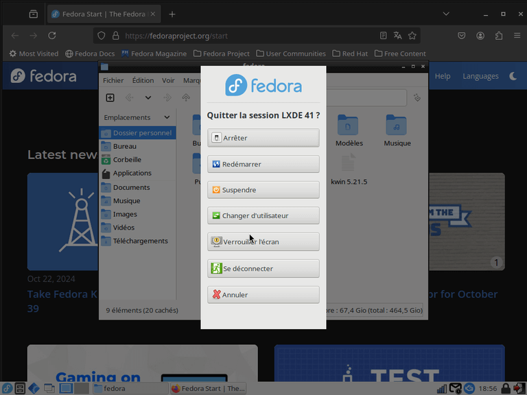 Fedora Linux 41 LXDE - Extinction