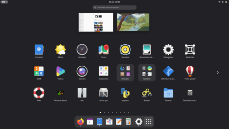 Fedora Linux 42 - GNOME - Liste applications