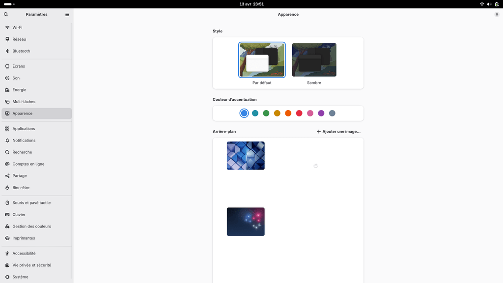 Fedora Linux 42 - GNOME - Paramètres