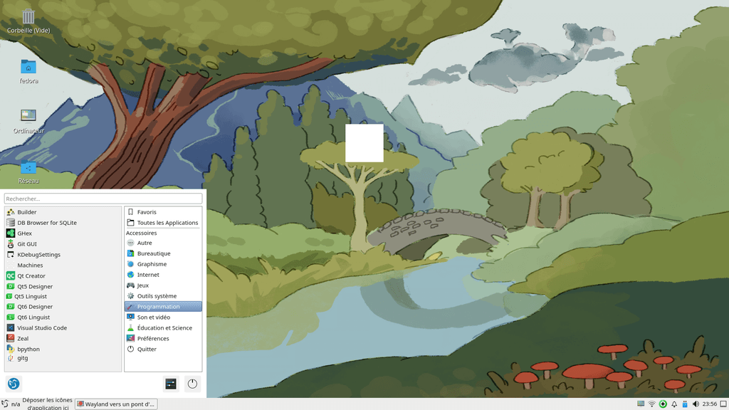 Fedora Linux 42 - LXQt - Menu d'applications