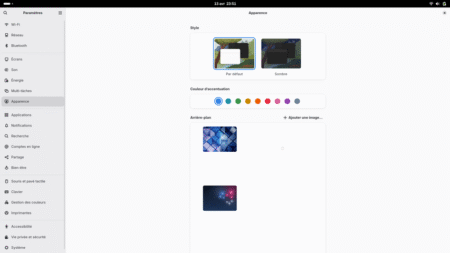 Fedora Linux 43 GNOME - Centre de contrôle