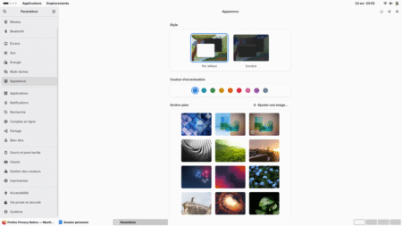 Fedora Linux 43 GNOME Classique - Centre de contrôle