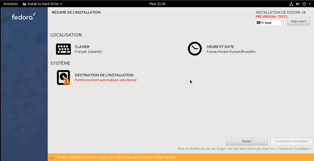 Fedora 28 - Anaconda léger