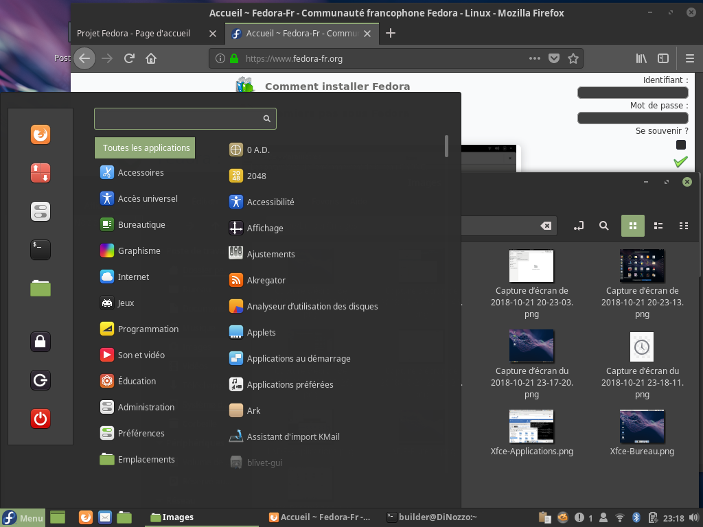 Fedora 29 - Cinnamon - Menu