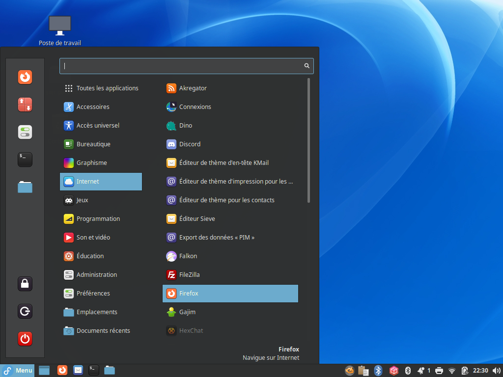 Fedora 36 - Cinnamon - Menu