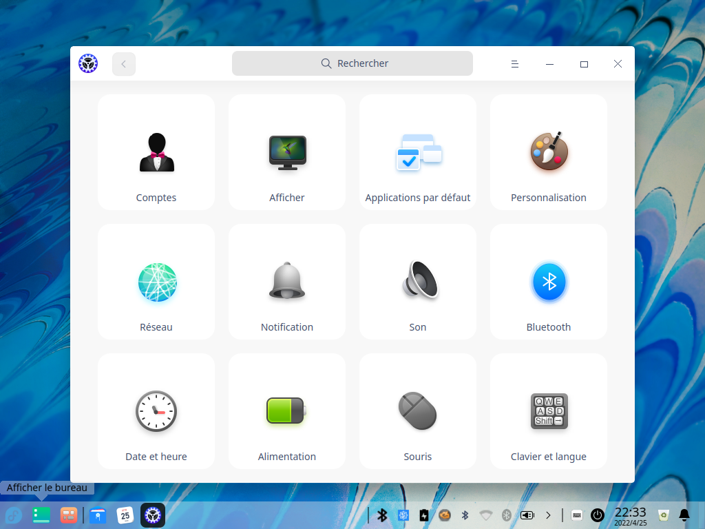 Fedora 36 - Deepin - Centre de contrôle