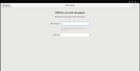 Fedora 28 - Anaconda - Définir mot de passe