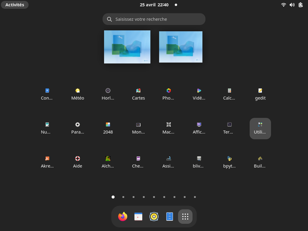 Fedora 36 - GNOME - Menu