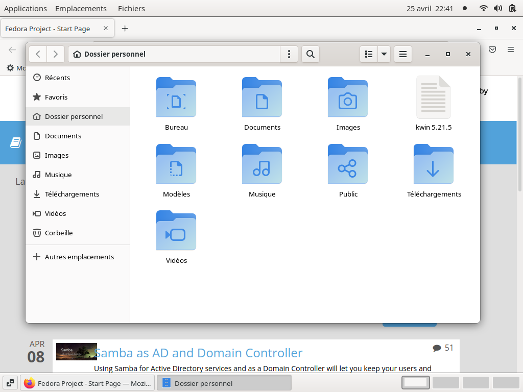 Fedora 36 - GNOME classique - Applications