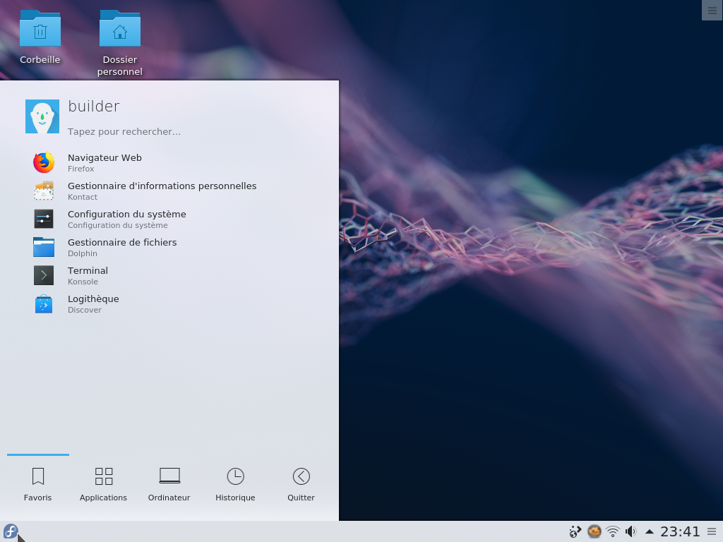 Fedora 29 - KDE - Menu