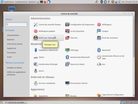 Fedora 36 - MATE - Centre de configuration