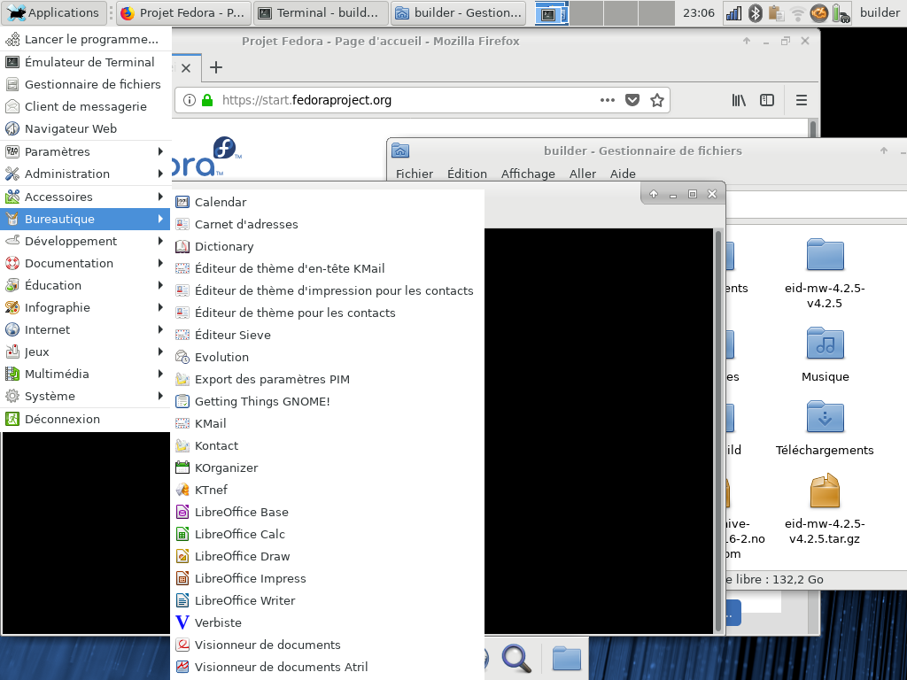 Fedora 28 - XFCE - Menu