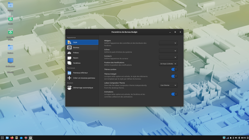 Fedora Linux 44 Budgie - Paramètres