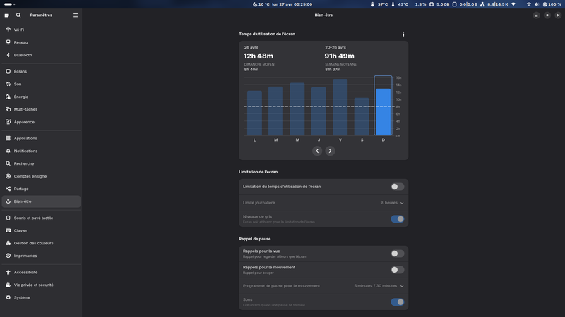 Fedora Linux 44 GNOME - Bien-être