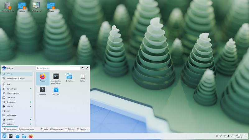 Fedora Linux 44 Plasma - Menu